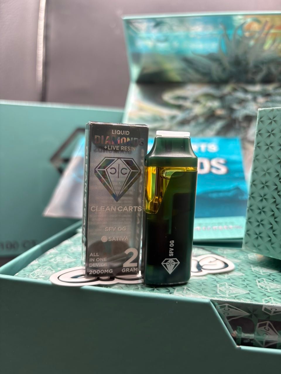 image 1029 1 CLEAN CARTS 2G DISPOSABLE TIFFANY BLUE EDITION – LIQUID DIAMONDS + LIVE RESIN - Image 2